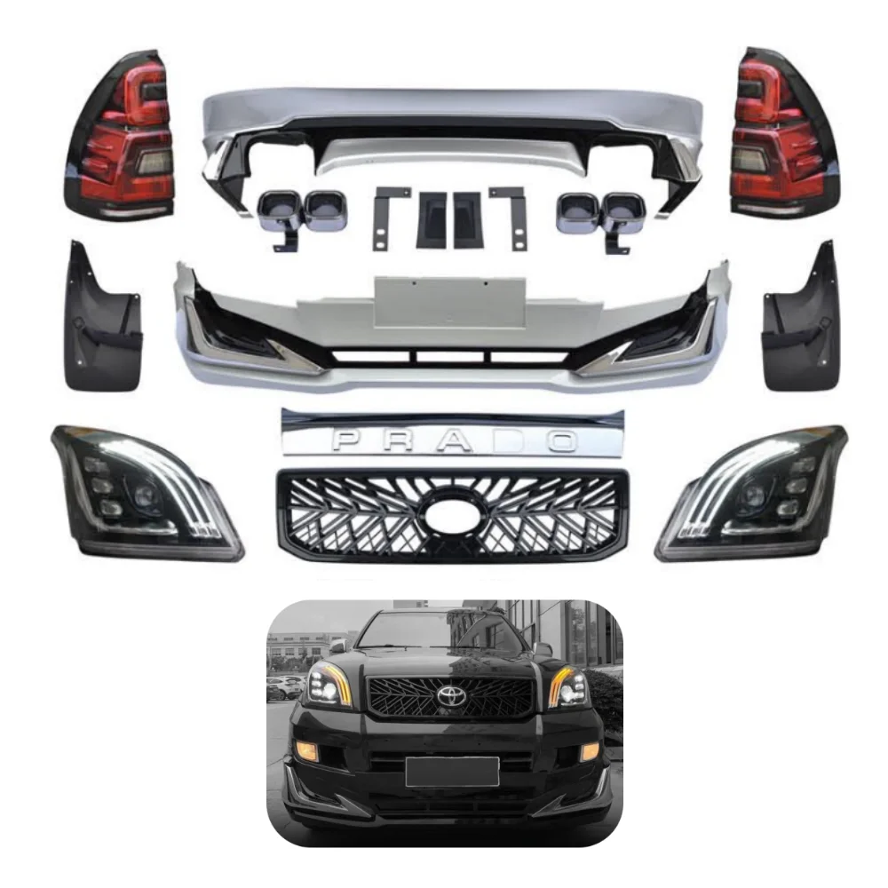 

FJ120 upgrade to TRD sport style Modellista body kit facelift Car Bumper grille For Land cruiser Prado 2003-2009 FJ120