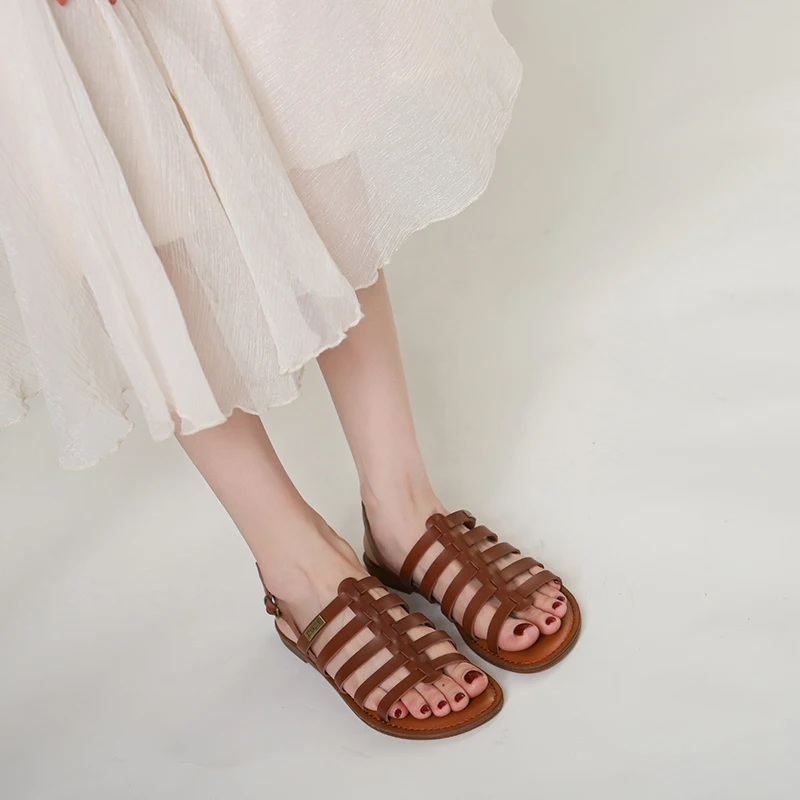 

Summer New Roman Women's Sandals Flat Heel Comfortable Soft Bottom Non slip Versatile Leisure Travel Outdoor Shoes