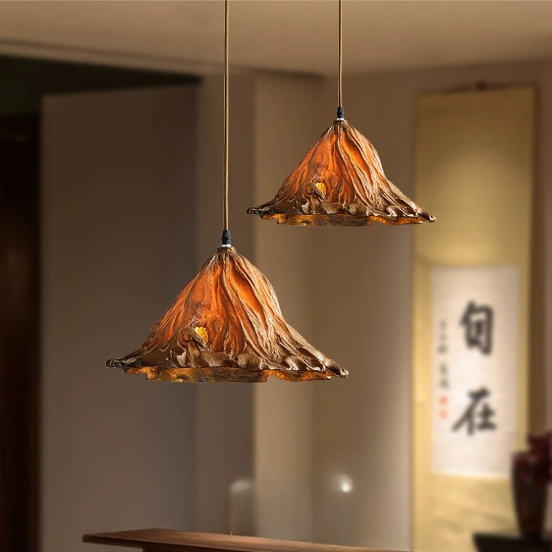Japanese Wabi-Sabi Resin Delicate Pendant Lights for Restaurant Bar Counter LED Hanging Ceiling Lamp Sling Chain Indoor Fixtures