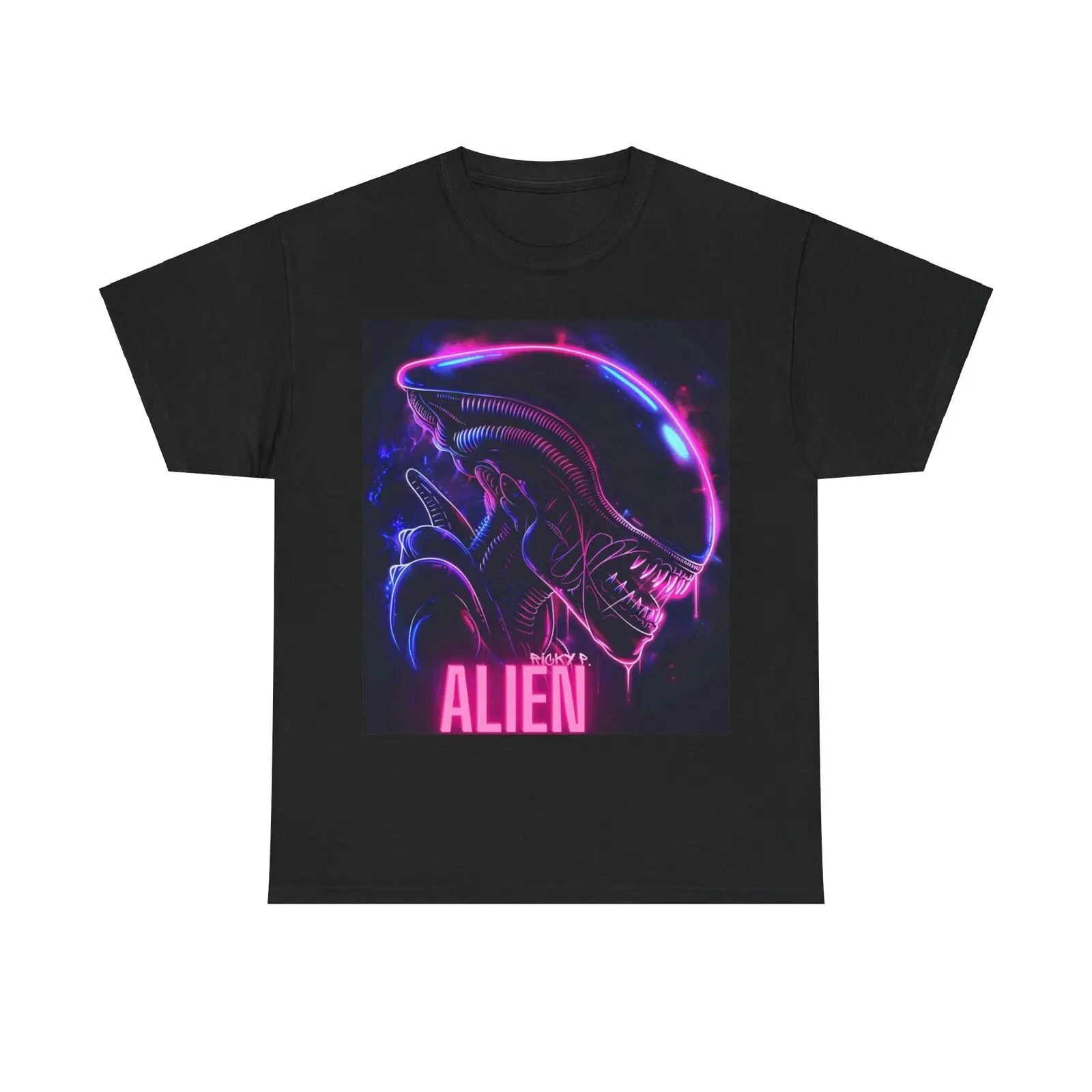 Alien Movie Neon T Shirt Unisex Heavy Cotton Tee Cotton Tees Short Sleeve T Shirt O-Neck Clothing Summer