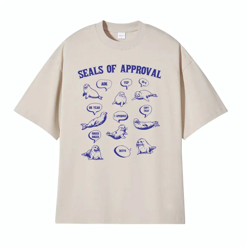 

Seals of Approval Забавная футболка в стиле ретро с мемами для женщин Модные эстетические футболки 90-х годов Повседневная женская футболка с круглым вырезом и коротким рукавом Y2K