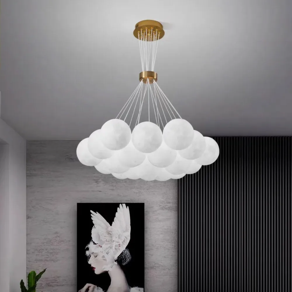 Pendant Light for Bedroom Living Room Dining Table Bar Kitchen Home Decor Modern LED Moon Starry Sky Suspension Lamp