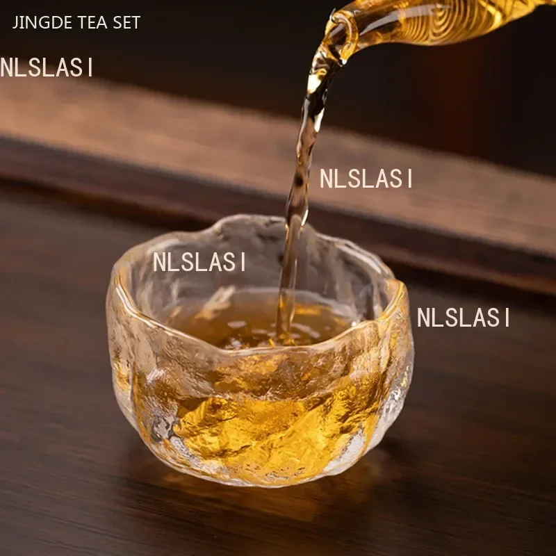 1Pc Japanese Glass Tea Cup Portable Personal Single Cup Tea Set Accessories Lotus Teacup Custom Household Drinkware