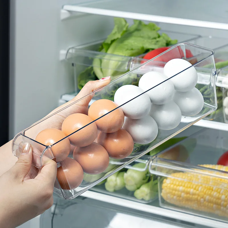 Caja de almacenamiento de huevos para refrigerador, organizador transparente para nevera, contenedores, congelador, despensa, armario, organizador