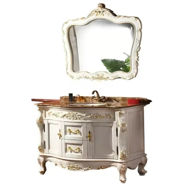 Armario  baño de estilo europeo, combinación  roble, lavabo de baño,  mesa  baño esquinera