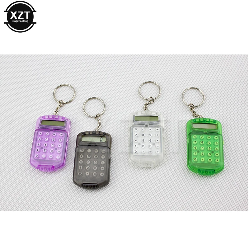 Keyring Digits Electronic Calculator Clamshell Replacement Battery Mini Card Calculator Keychain Cute Portable Random Color