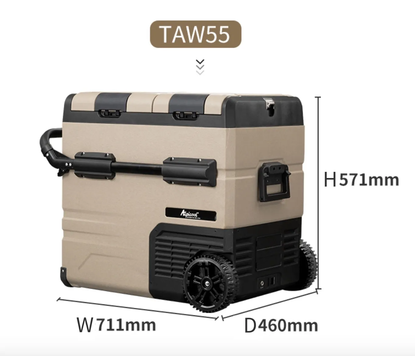 DC 12V24V Refrigerator TAW35 Durable Wheels Solar Power Portable Detachable Battery Car Fridge