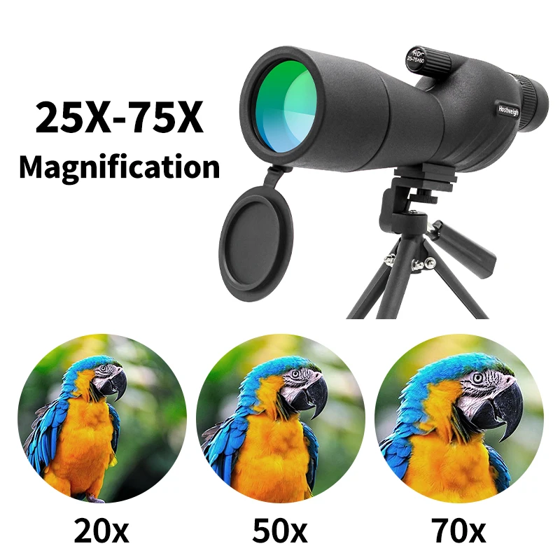 25-75x60 HD Spotting Scope Powerful Monocular Zoom Telescope BAK4 Prism Waterproof for Birdwatching Target Shooting Camping