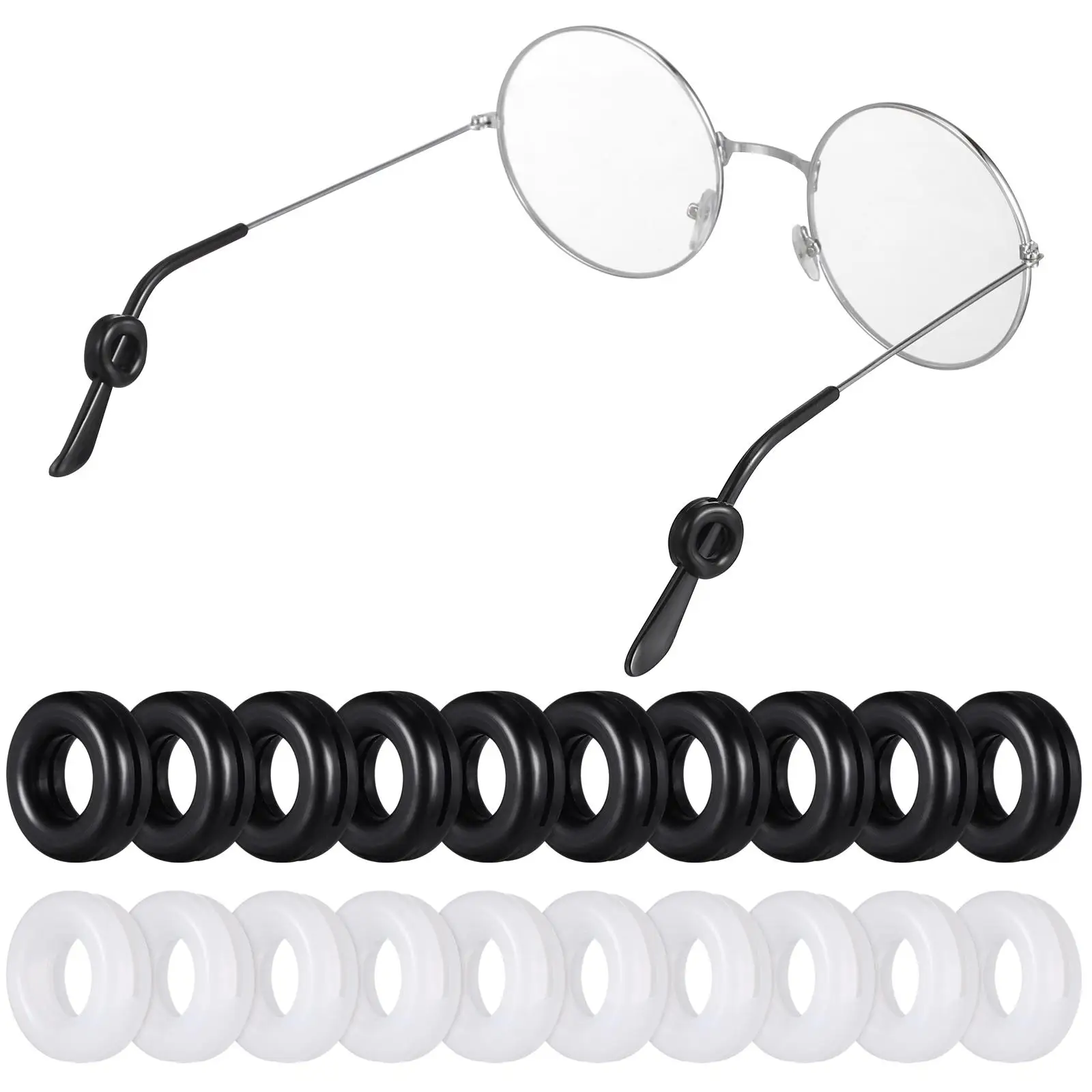 

10 Pcs Slip Eyeglasses Temple Tips Ring Eyeglasses Temple Tips Silicone Retainer Soft Fits Glasses Sunglasses Long Use