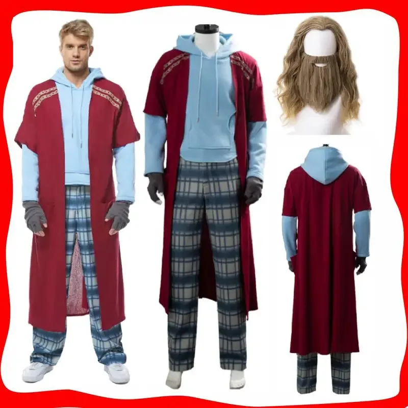 حجم كبير الدهون المنقطة ثور شعر مستعار تأثيري فيلم Endgame لعب الأدوار خارقة زي للذكور الكبار الرجال هالوين كرنفال البدلة الدعامة