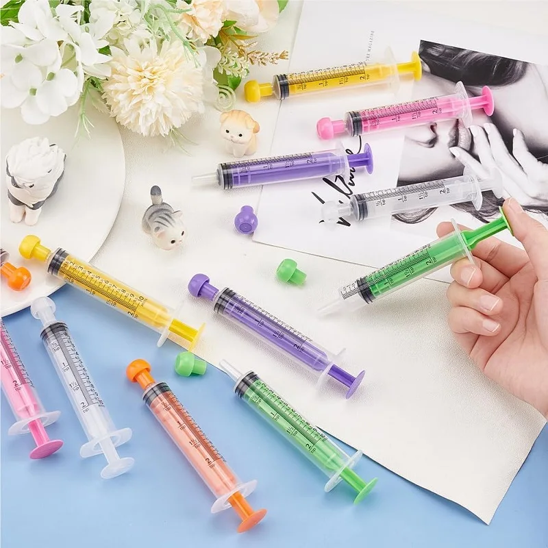 Measurement Plastic Syringe with Cap, 5ml/cc Sealed Individually Package Color Coded Syringes for Industrial Scientific LabsFeed