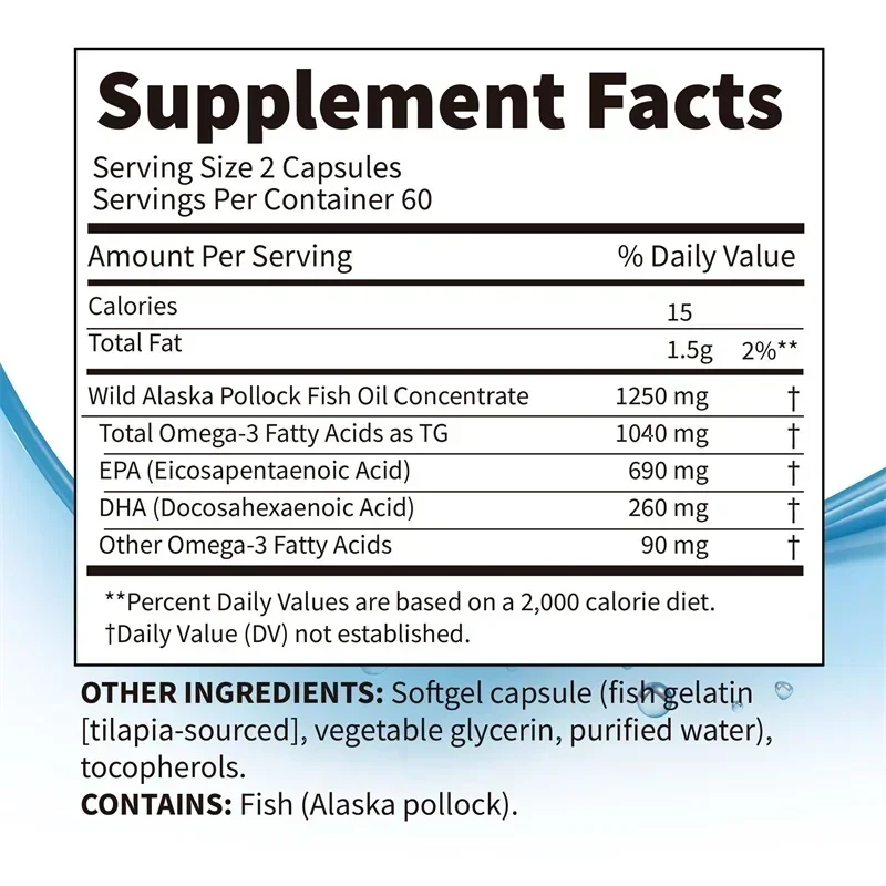 Omega 3 Fish Oil - Supports Heart and Brain Health,Healthy Vision,Boosts Natural Energy,Improves Immunity - Contains EPA and DHA