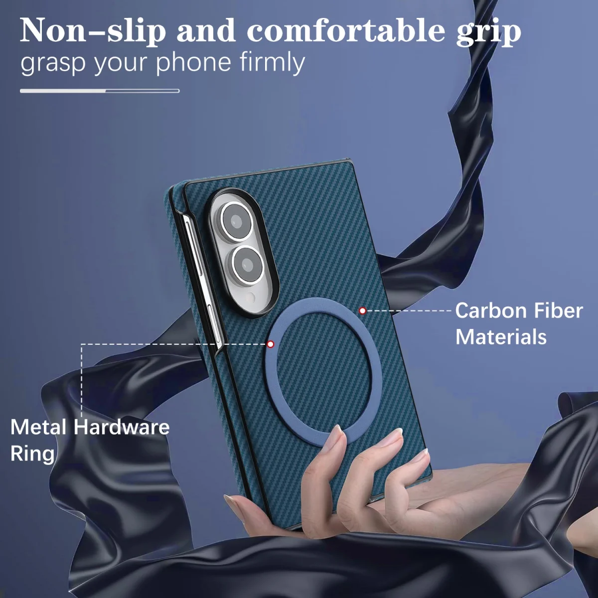 for Magsafe Magnetic Carbon Fiber Leather Phone Case for Samsung Galaxy Z Fold 8 Ultra 7 6 5 4 Fold8 Shockproof Protective Cover - view 5