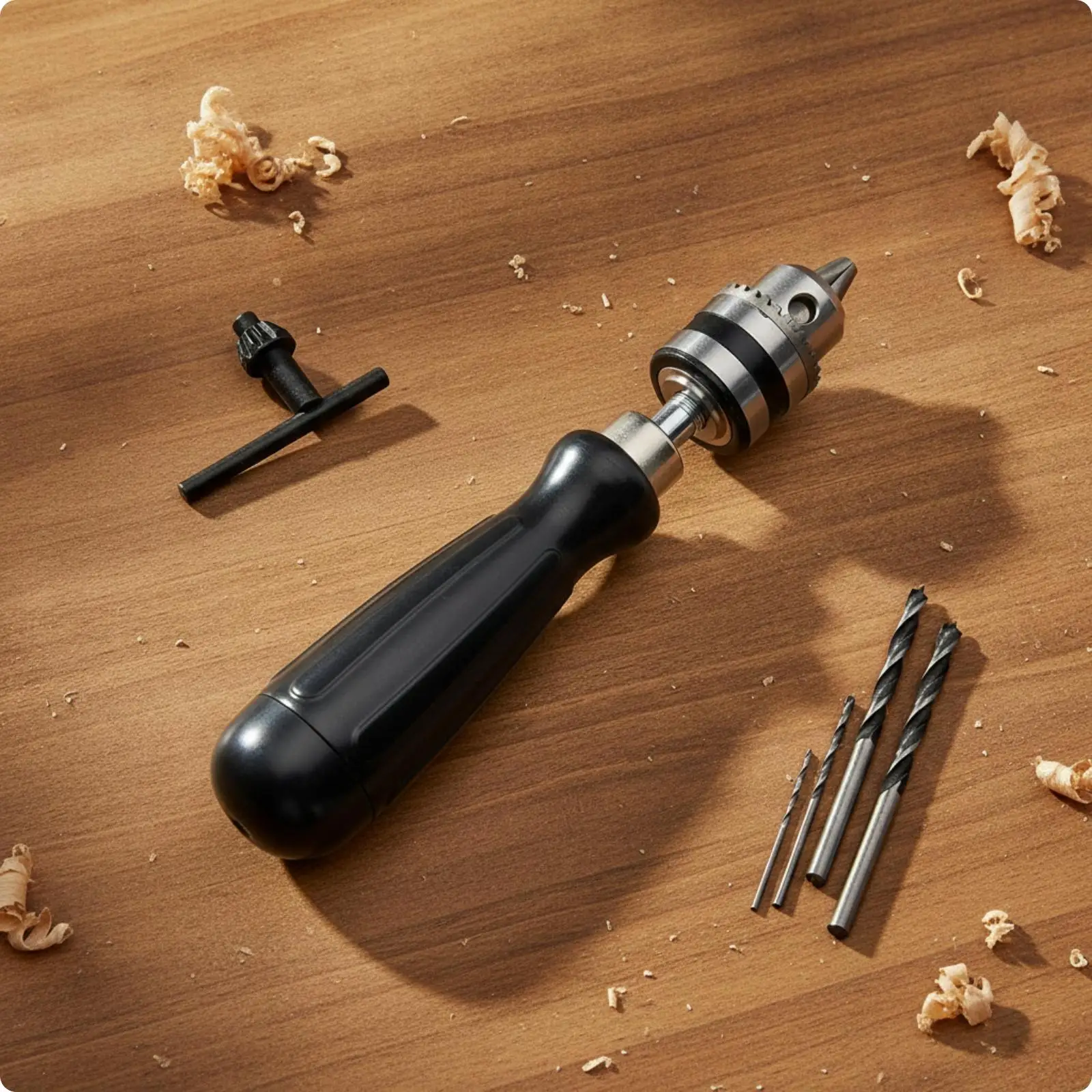Lightweight Manual Hand Drill with 57mm Chuck Key for Precision Wood Holes
