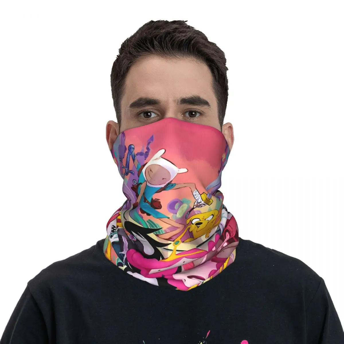 Foulard rond A-Adventure Time imprimé pour adultes, bandana de motocross amusant, écharpe de cou unisexe, écharpe de cyclisme et de randonnée, hiver