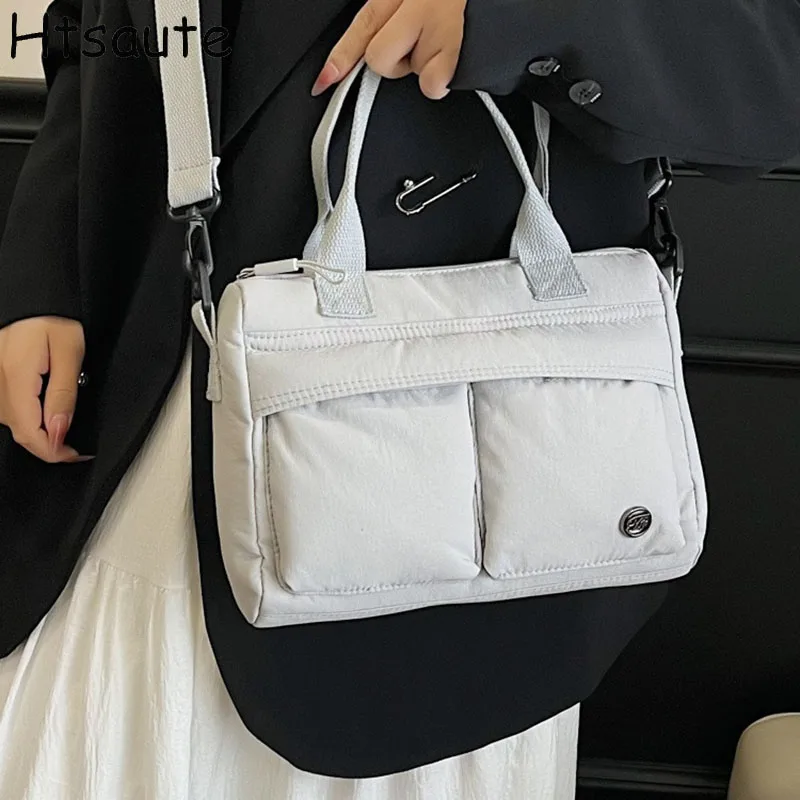 

Осенне-зимняя винтажная женская сумка, большая вместительная нейлоновая сумка на плечо, однотонная, простая, повседневная, городская сумка, ретро-сумки