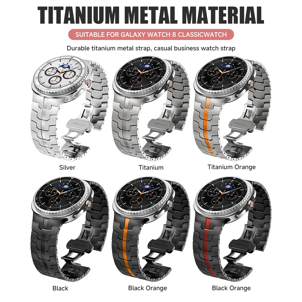 Cinturino in titanio per Samsung Galaxy 8 40mm 44mm Classic 46mm Bracciale senza spazi vuoti Acciaio inossidabile Metallo per Galaxy Watch 8 Accessori