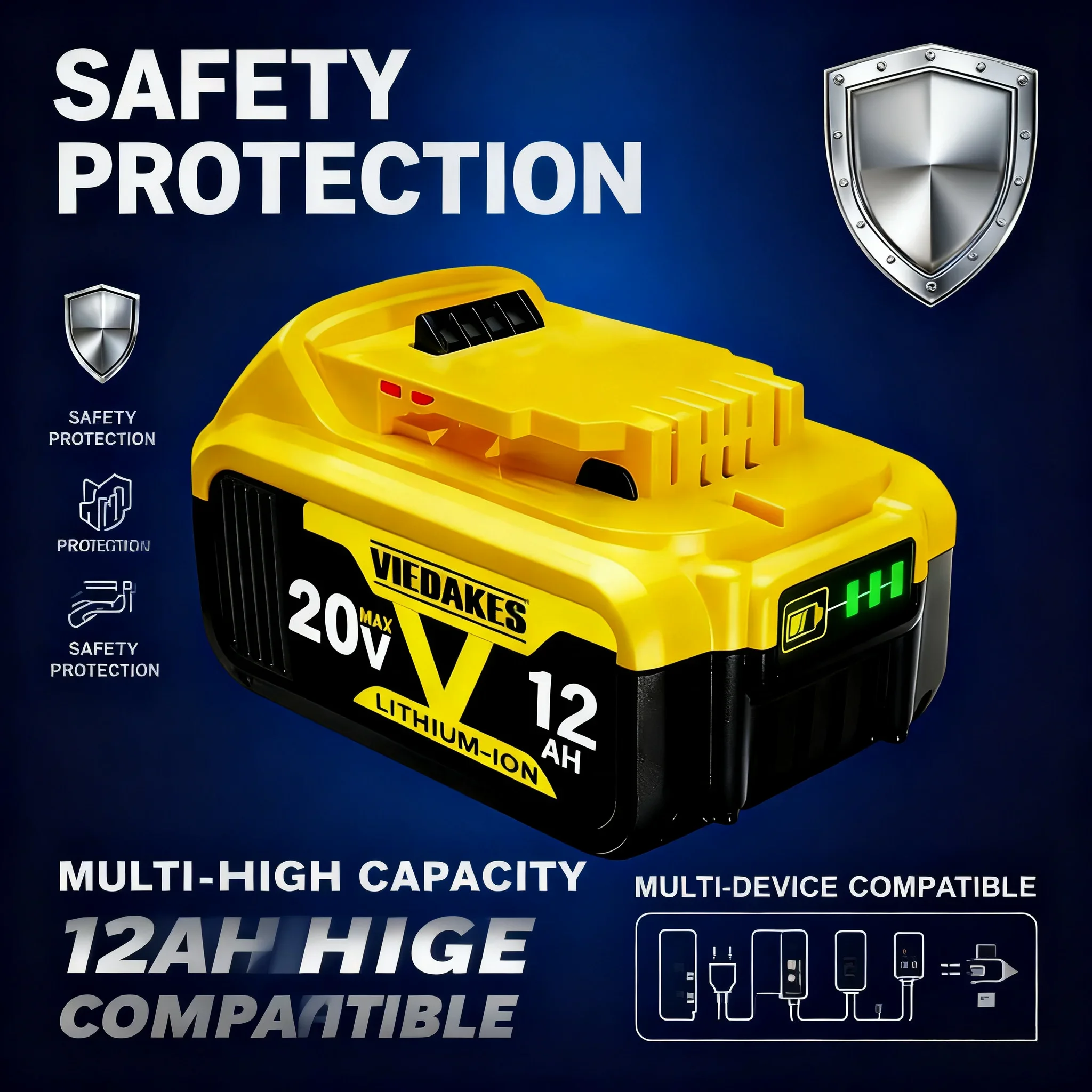 New 20V 12.0Ah MAX rechargeable lithium-ion battery🔥for Dewalt 20V battery suitable for Dewalt tool DCF850 DCD796 DCF922☚