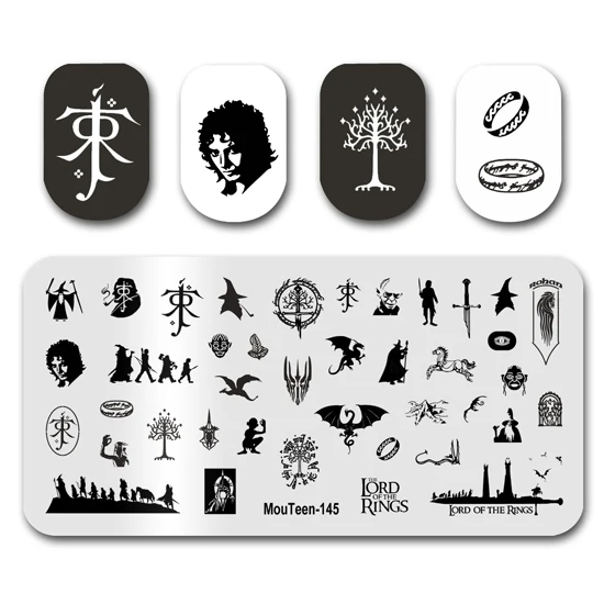 Nail Stamping MouTeen145 Rings King Tree Nail Plates Stamp King Manicure Set For Nail Art Stamping