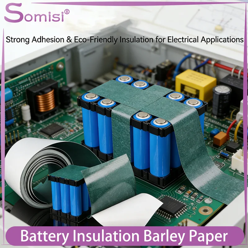 1-50m Li-ion Battery Insulation Pads 25-500mm Width Adhesive Barley Paper for 18650 21700 Cell Pack Assembly