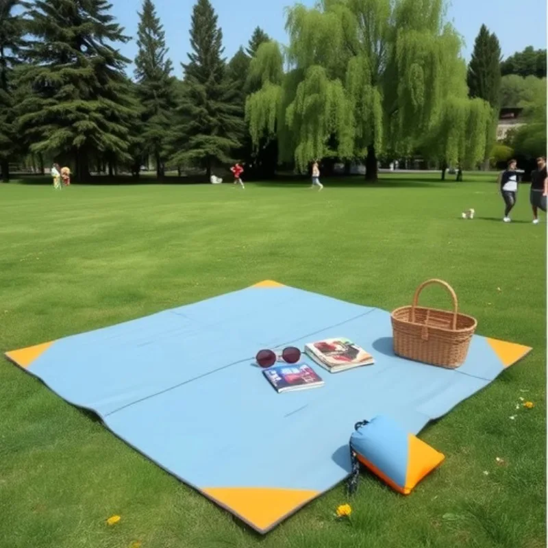 

Outdoor camping Waterproof and convenient foldable picnic Lawn moisture-proof mat Polyester plaid beach