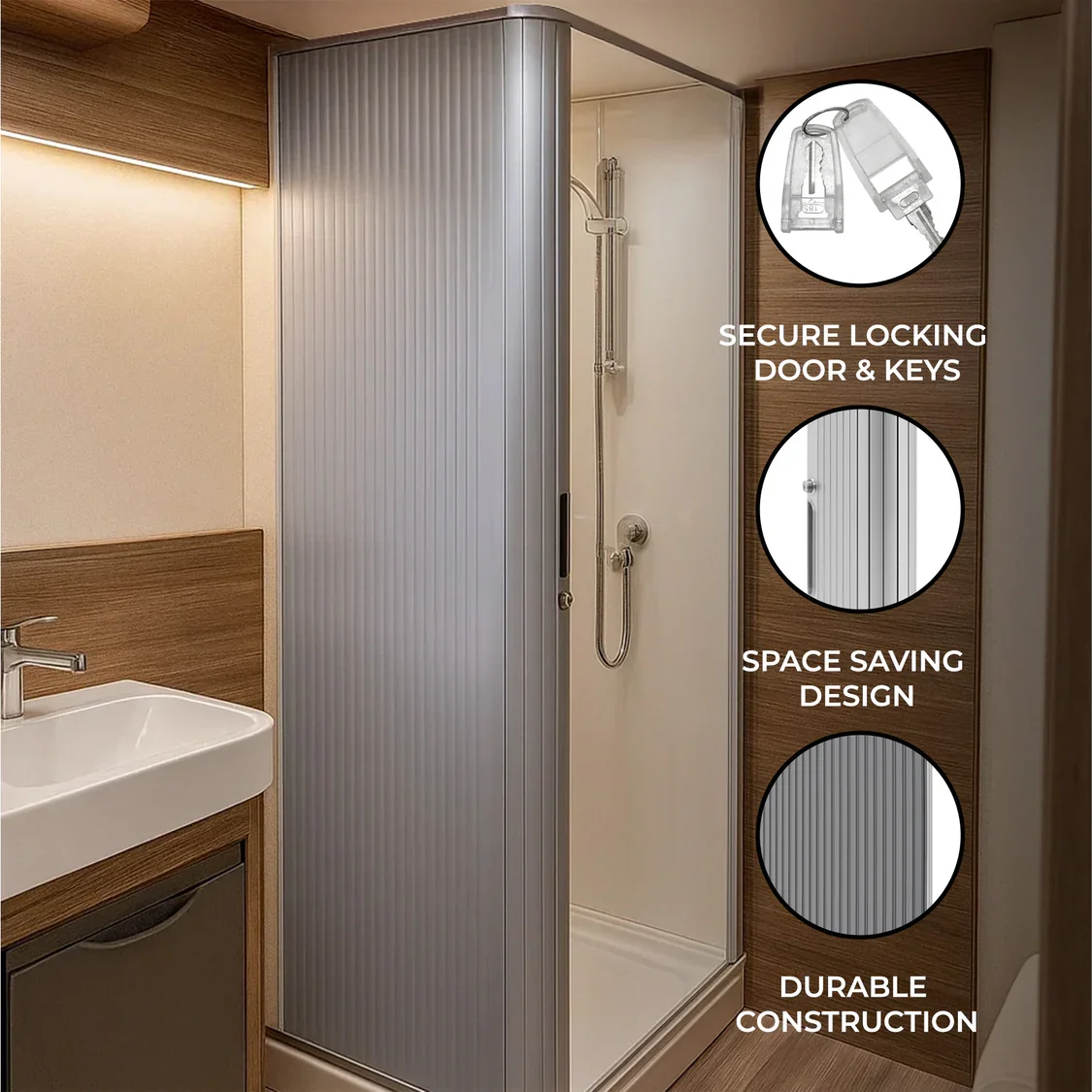 H200 Sliver Black Plastic Camper Furniture BathroomTambour Door PVC ABS Shutter Slat RV Camper Caravan Tambour Shower Door