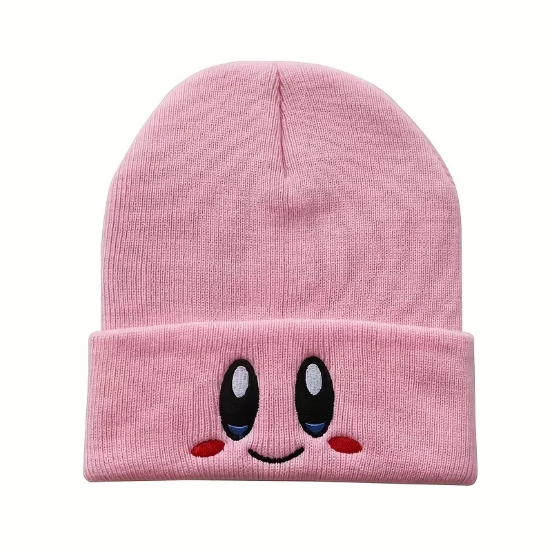 Casual Beanies Skullies KIRBYS Lovely Face Embroidery Knitted Hat Bonnet Cap Girls Boys Skiing Warm Unisex Beanie Accessories