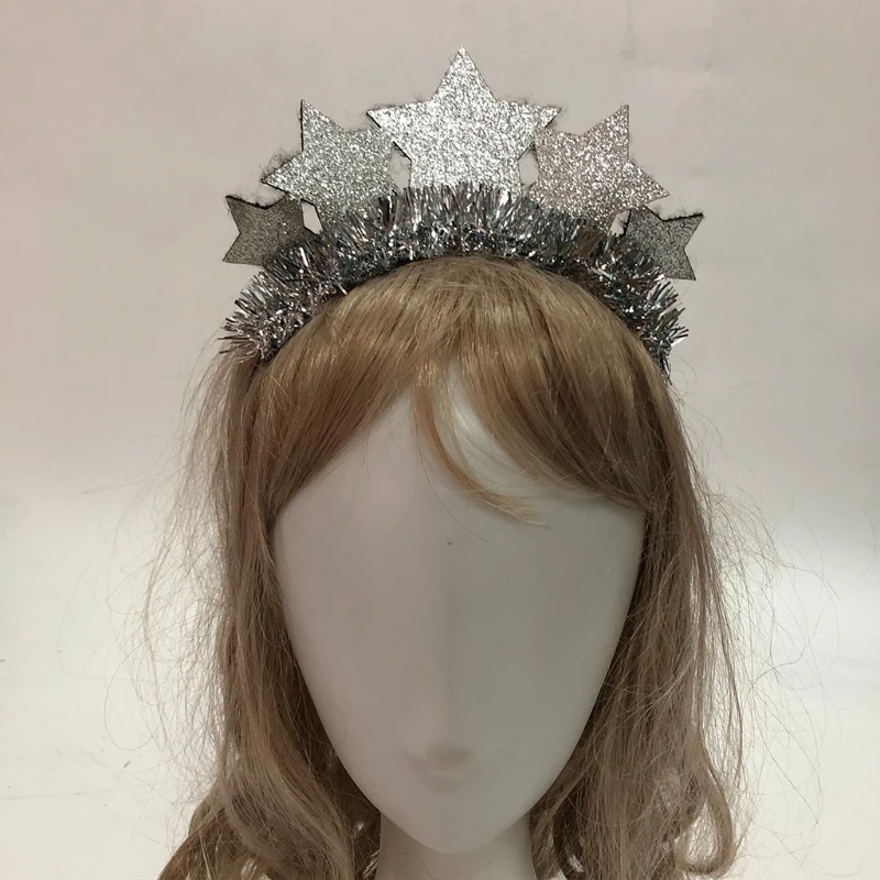 Faixa cabelo estrela com glitter, faixa cabeça para ano carnaval, suprimentos para festa, decoração,