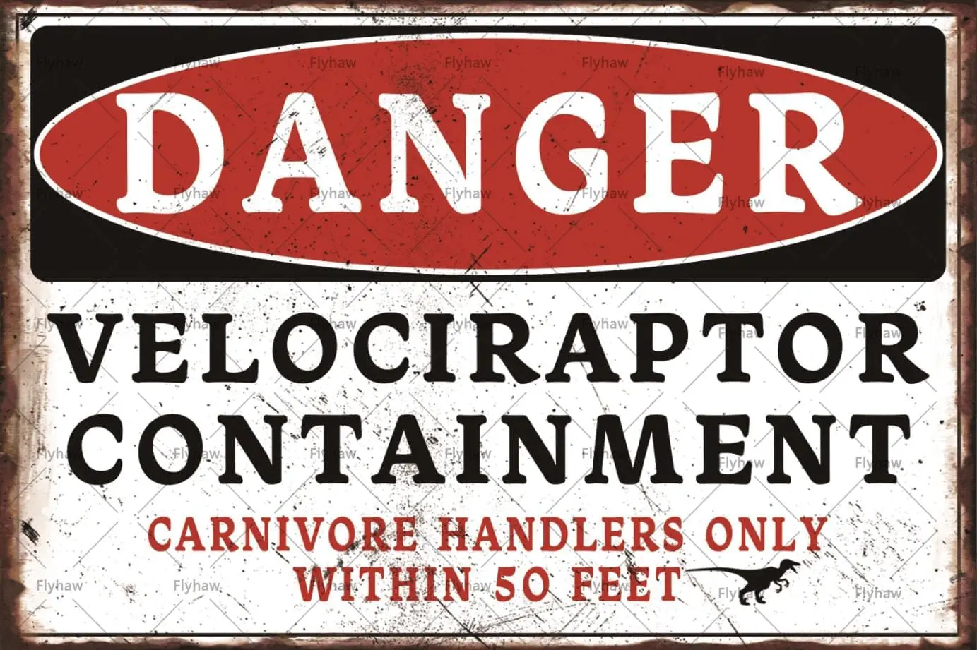 Danger Velociraptor Containment Tin Sign Danger Velociraptor Metal Sign Danger Velociraptor Decor Tin Plaque For Man Roon Bedroo