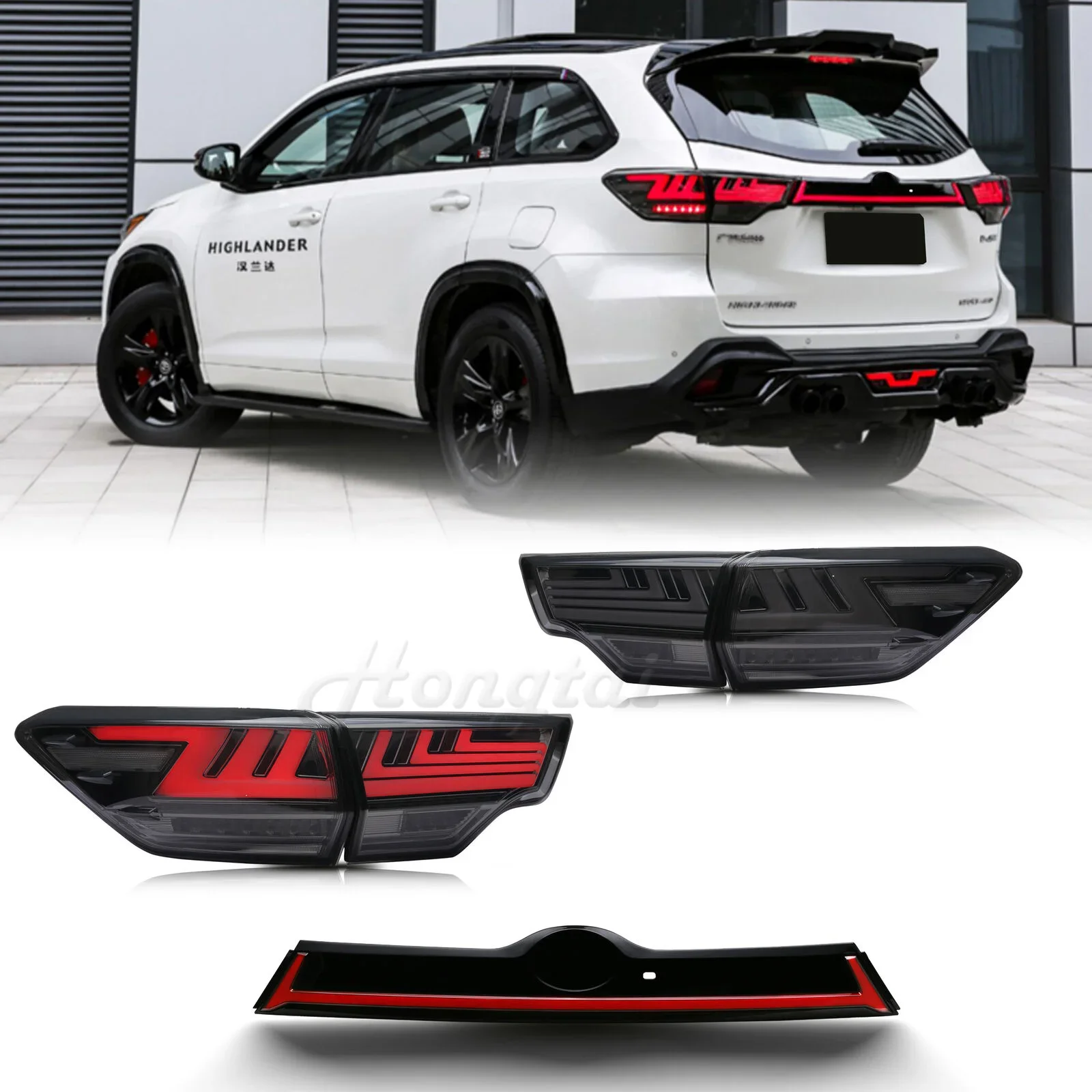 

For 2015 2016 2017 2018-2020 new Highlander taillight assembly modified LED running light brake streamer turn signal taillight