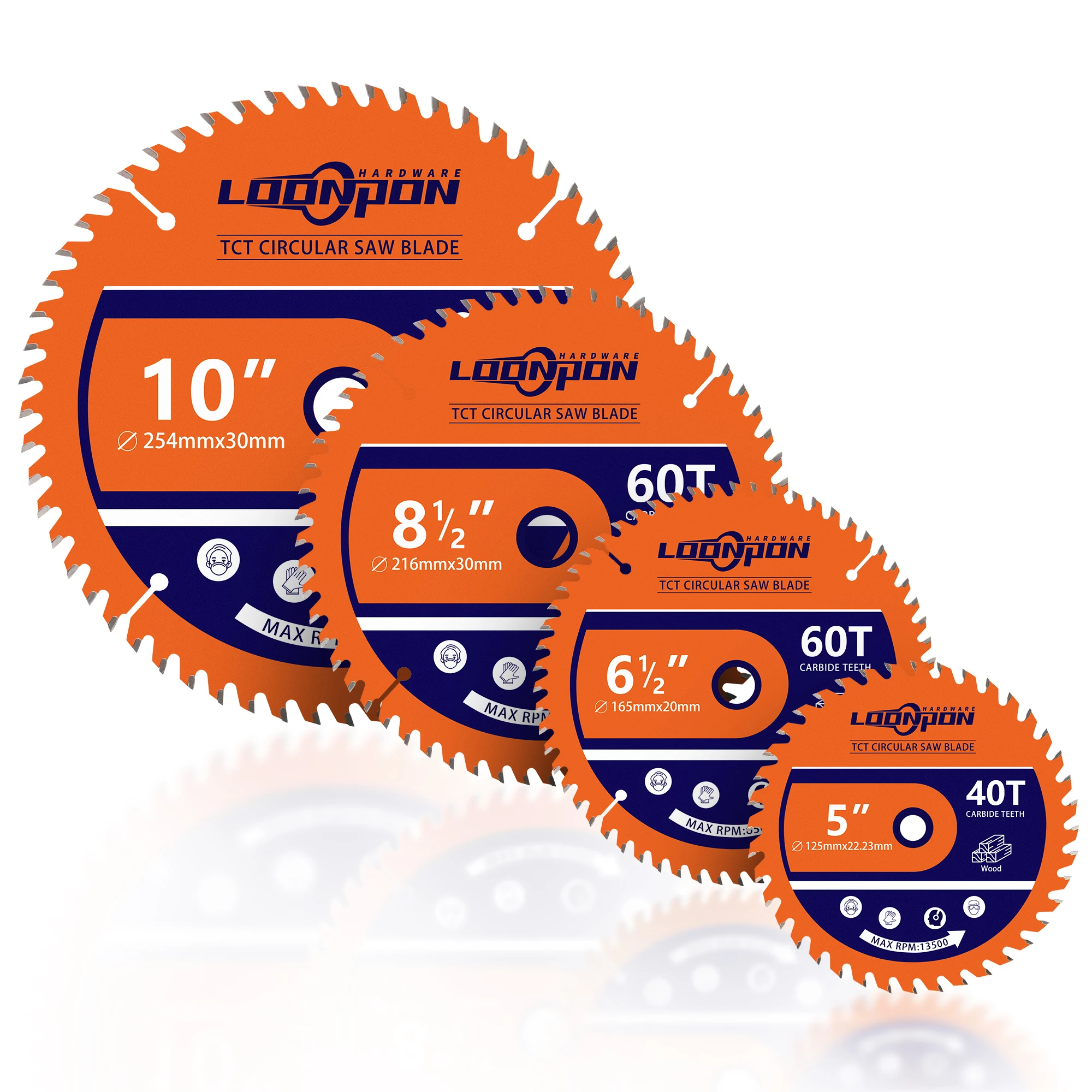 LOONPON 125/165/216/254mm Wolfraamcarbide Tip 40/60/80T Cirkelzaagblad Disc Houtbewerking Voor Snijden Hout Gereedschap