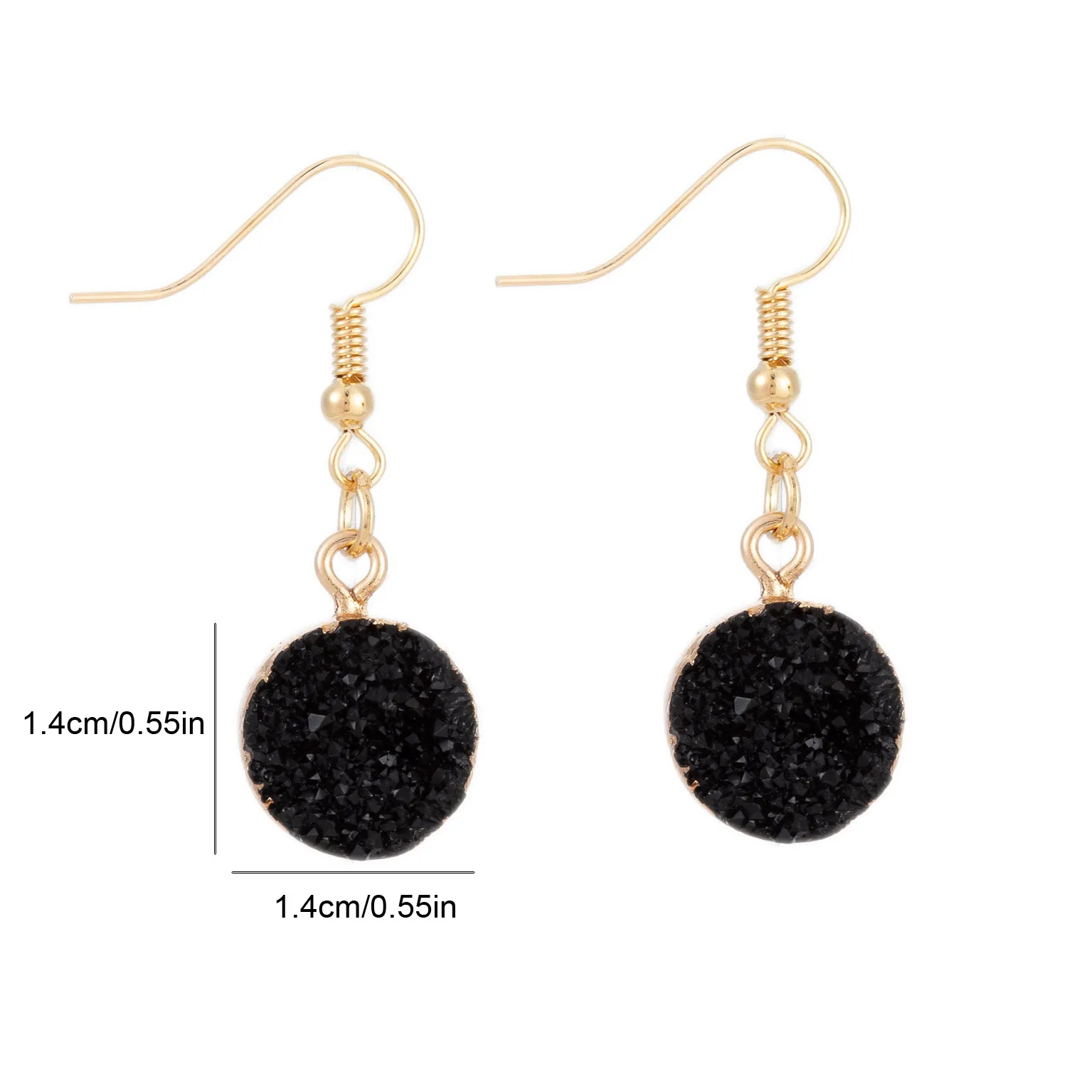 Cute Stone Crystal Erarings for Women Golden Round Resin Druzy Drop Earrings Jewelry