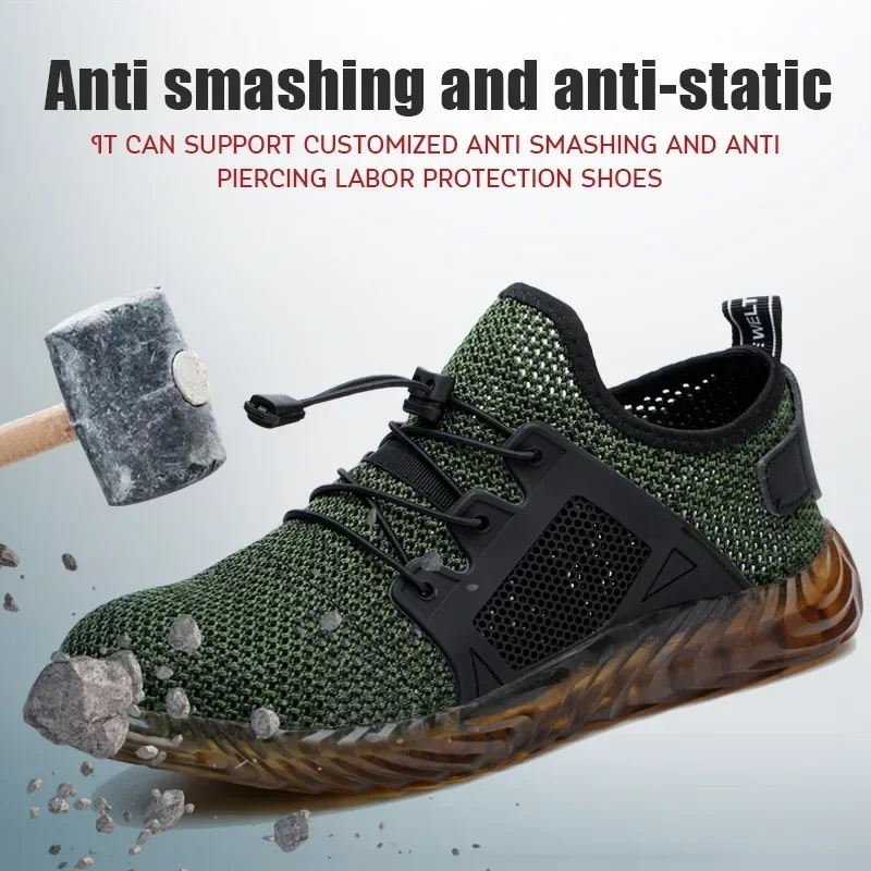 Summer Breathable Anti Impact Anti Stab Construction Site Shoes Protective Labor Protection Shoes One Piece for Distribution