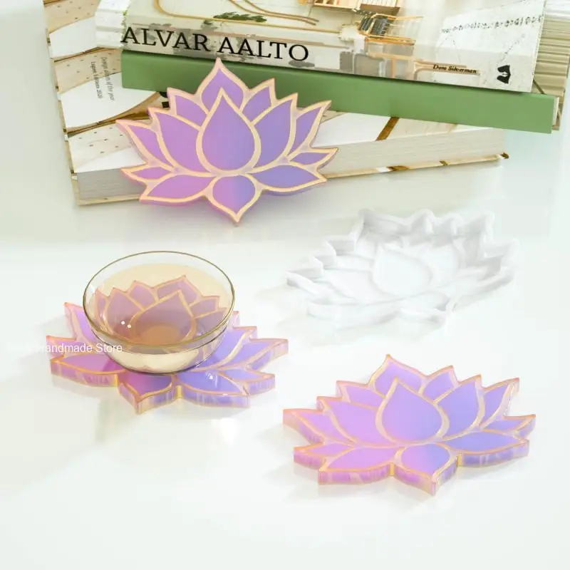 Lotus Tray Silicone Mold for Resin Tea Plate Coaster Diy Epoxy Uv Resin Molds for Home Craft Making Gypsum Cup Cushion Mold