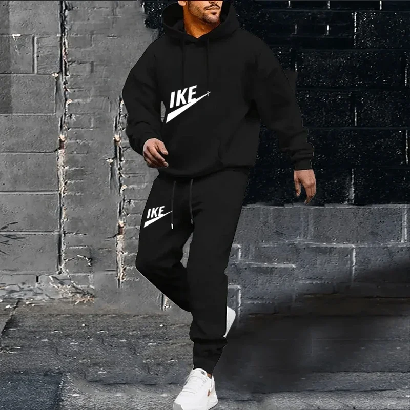 

Men's Clothing Autumn and Winter Hoodie + Pants Hip Hop Two-piece Fashion Slim Fitness Jogging Casual Sportswear Suit