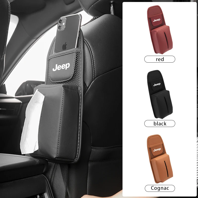 Car Accessories Seat Side Tissue Box Phone Storage Bag For Jeep Renegade Grand Cherokee Compass Patriot Wrangler Liberty Rubicon