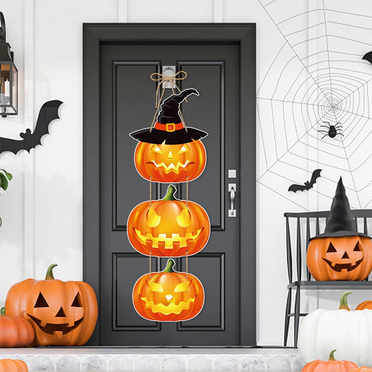 Halloween Pumpkin Skeleton Bat Door Hanging Pendant Halloween Decorations for Home Horror Pendant Halloween Party Decor Supplies