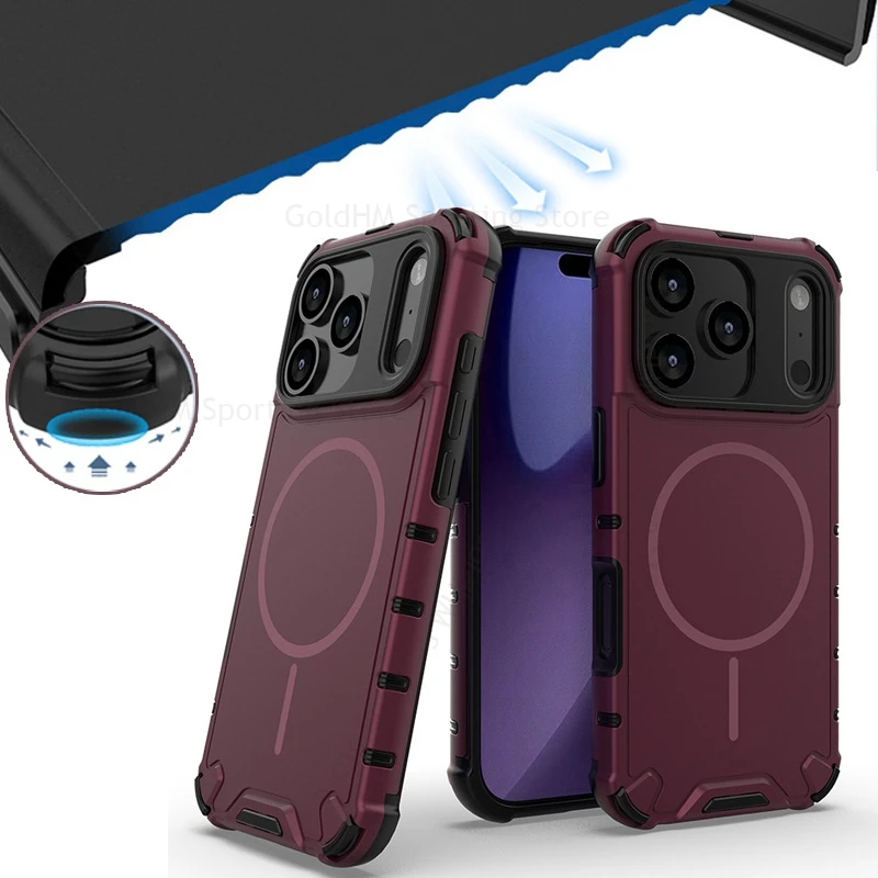 

Armor Shockproof Matte Heavy Duty Case For iPhone 16 15 14 17 Pro Max For Magsafe Magnetic Cover For Apple 17 Air 16 Pro 15 Plus