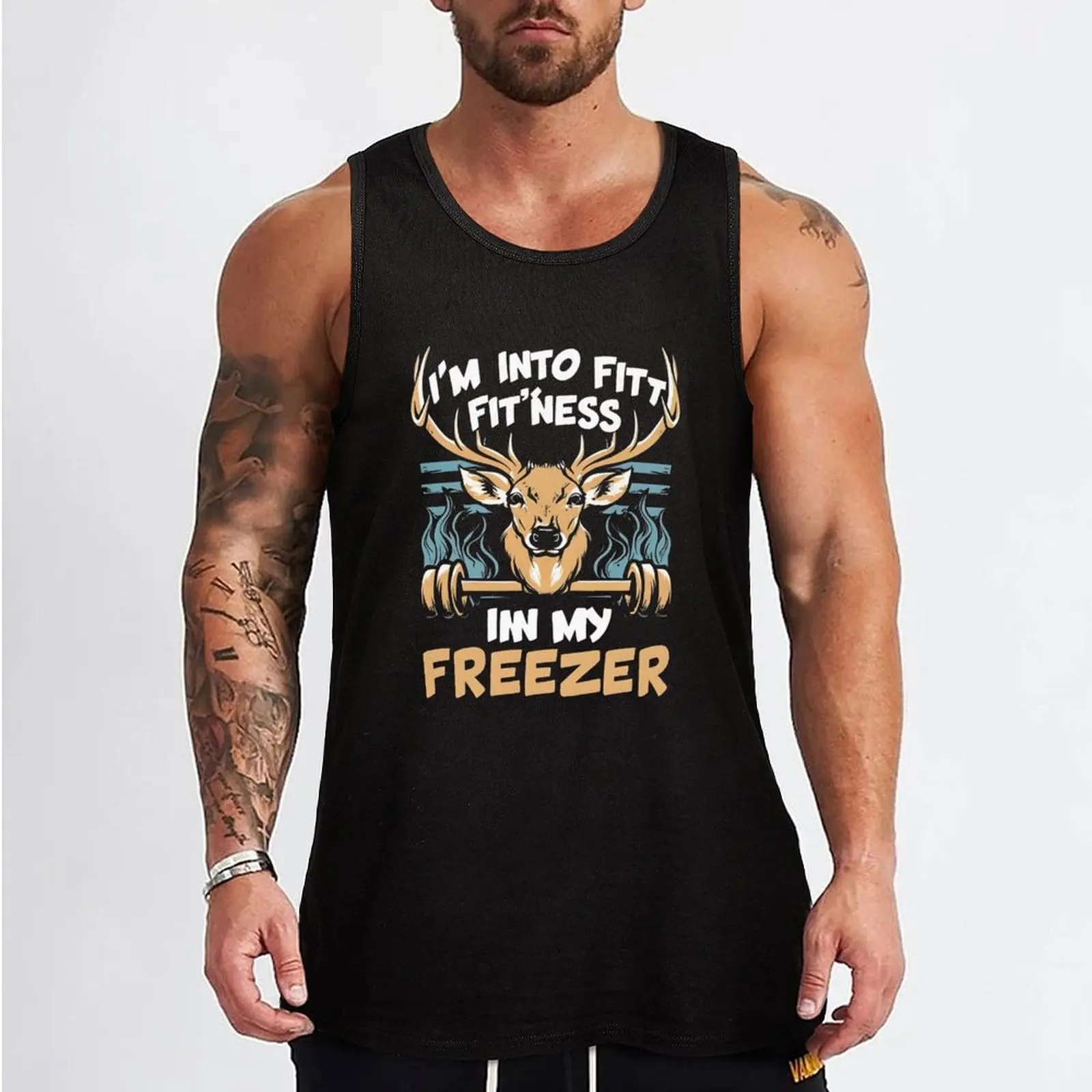 I'm into Fitness Fit'ness Deer in My Freezer Tank Top gym men gym accessories men bodybuilding t-shirt Gym man