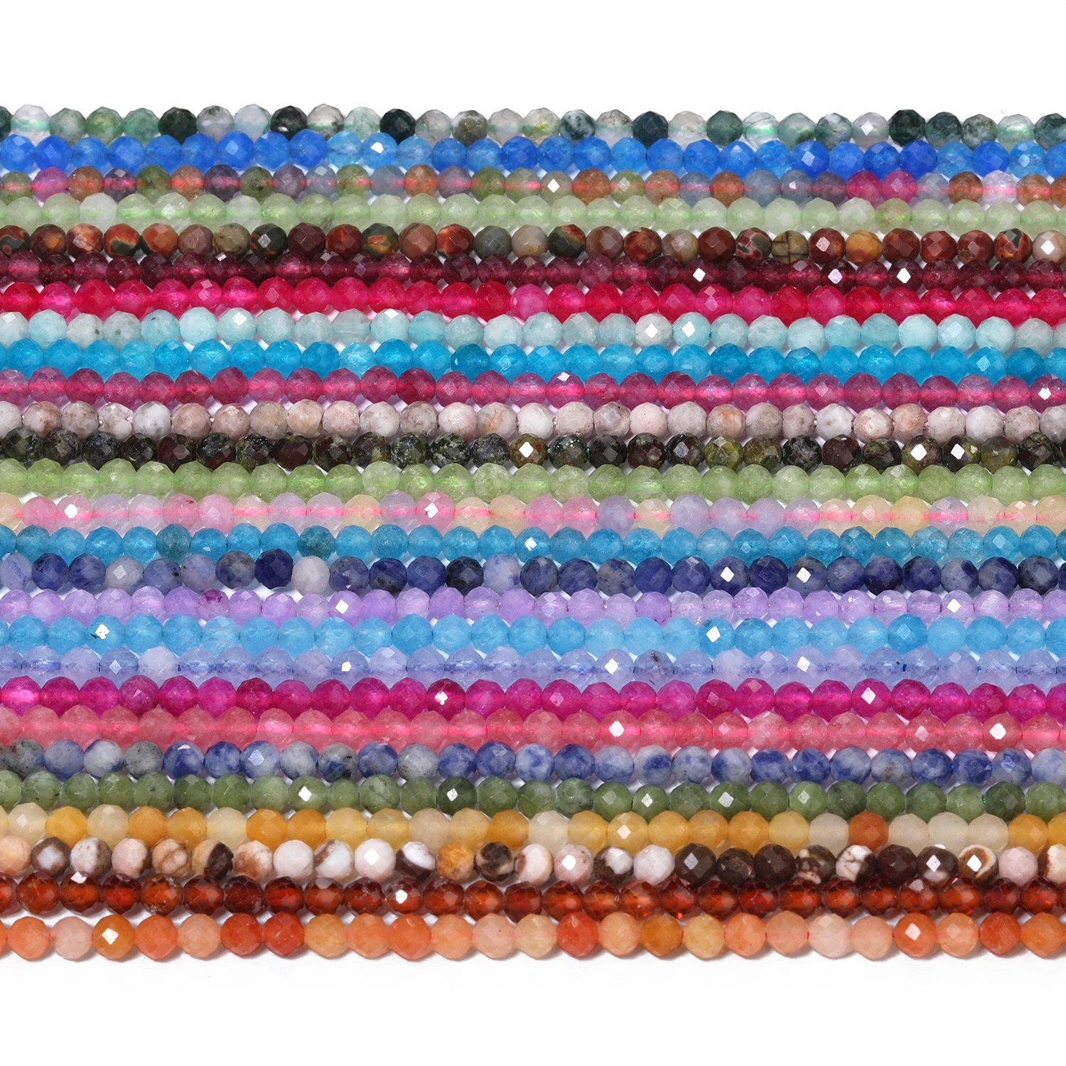 2/3/4mm Facettierte Kleine Perlen Natürlicher Amazonit Granat Turmalin Morganit Steinperlen für Schmuckherstellung DIY Zubehör Großhandel – Detail 8