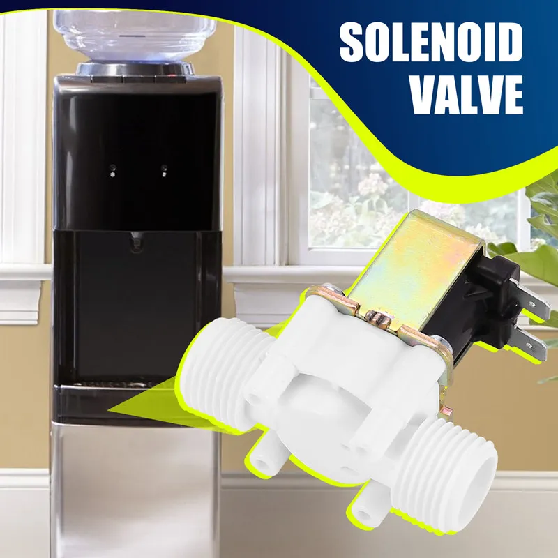 ABGR-Dc12v N/C válvula solenoide de agua normalmente cerrada válvula solenoide eléctrica de plástico G1/2 pulgadas para dispensador de agua