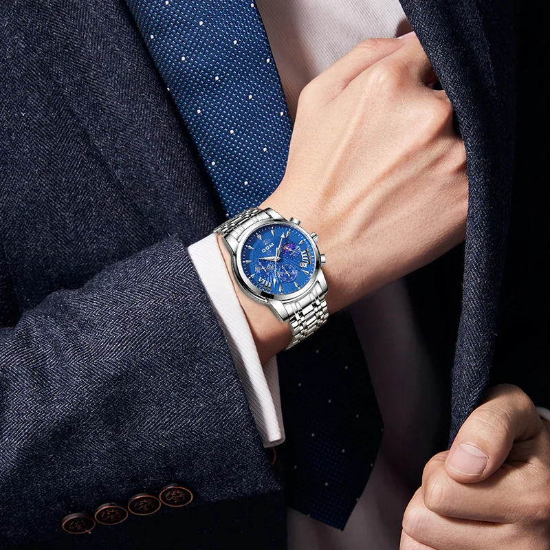 Men's Watches Top Brand Luxury Original Waterproof Quartz Watch for Man Gold Skeleton Style 24 Hour Day Night Wristwatch