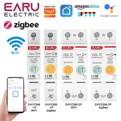 1P 2P TUYA APP Zigbee WIFI Smart Energy Power Consumption kWh Meter Circuit Breaker Time Relay Switch Leakage Voltage Protection