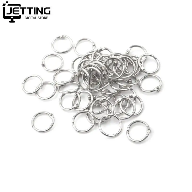 50Pcs/lot Staple Book Binder 20mm Outer Diameter Loose Leaf Ring Keychain Circlip Ring