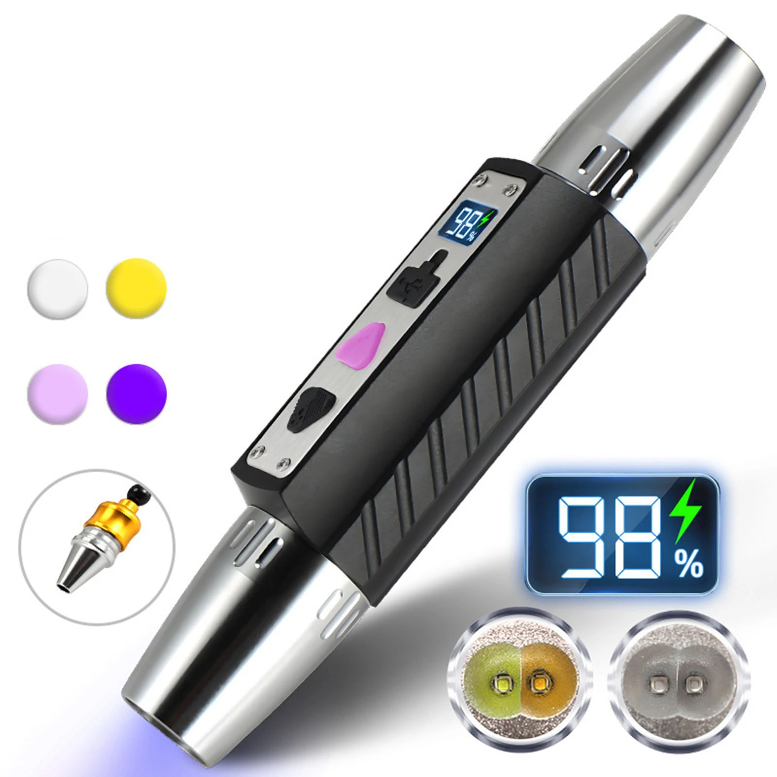 

Expert Jade Flashlight USB Rechargeable UV LED 395nm/365nm Violet Light 4 Files Aluminum Alloy 4 Light Sources Flashlight Torch