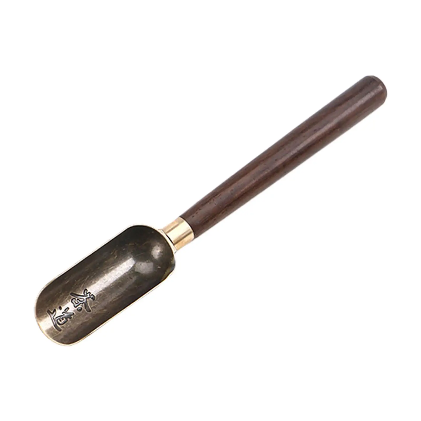 Wood Handle Tea Measuring Shovel for Loose Leaf Tea and Coffee Ground Spoon Retro Brass Design Ceremony Accessory