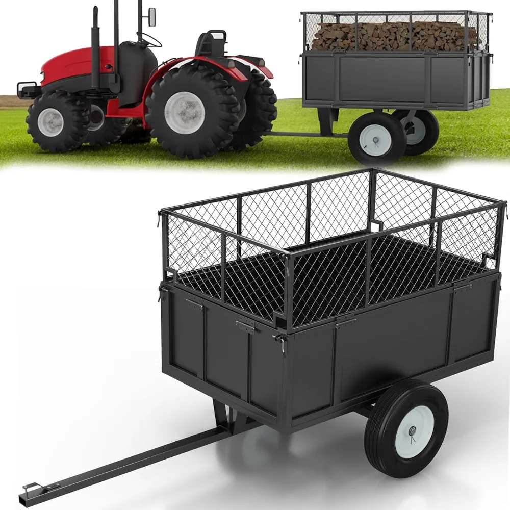 

Heavy Duty 750lb ATV Dump Trailer, 17 Cu.Ft Yard Cart with Removable Sides - Compatible with Tractors, Lawn Mowers, UTV for Haul