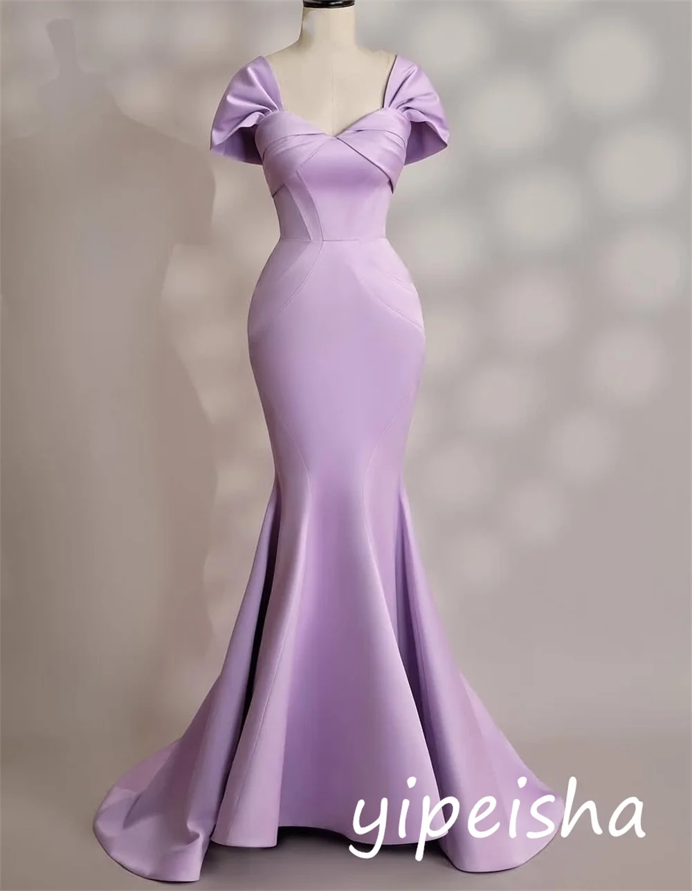 Maßgeschneiderte, klassische, exquisite Jersey-Falten-Trompeten-Schatz-lange Kleider, maßgeschneiderter Anlass, passend zu einfach