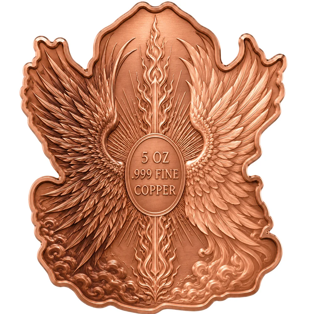 Fantasy Angel Demon Irregular 5 Oz .999 Fine Copper Coin Black White Angel Fire Hell Commemorative Medal Home Decor Gift