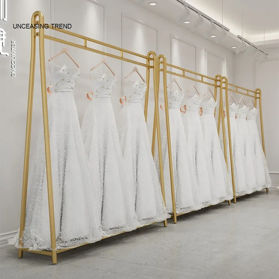 Marriage Cloth Racks Golden Double Levels Large Tall Vertical Modern Long Luxury Clothes Hanger Boutique Zapatera Room Furniture